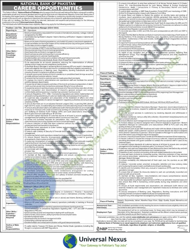 NBP Jobs December 2025 – Apply Online For Tellers & Managers Advertisement