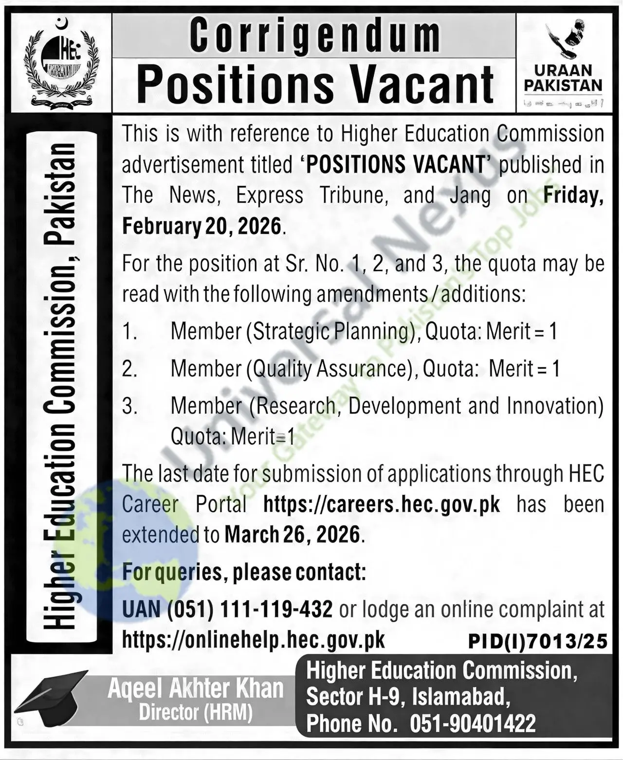 Apply for Leading HEC Member Jobs in Islamabad March 2026 Advertisement