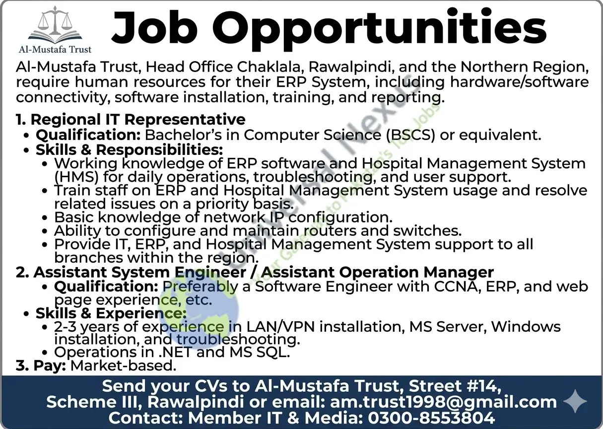 Al Mustafa Trust Rawalpindi Jobs 2026 – Al Mustafa Trust Advertisement