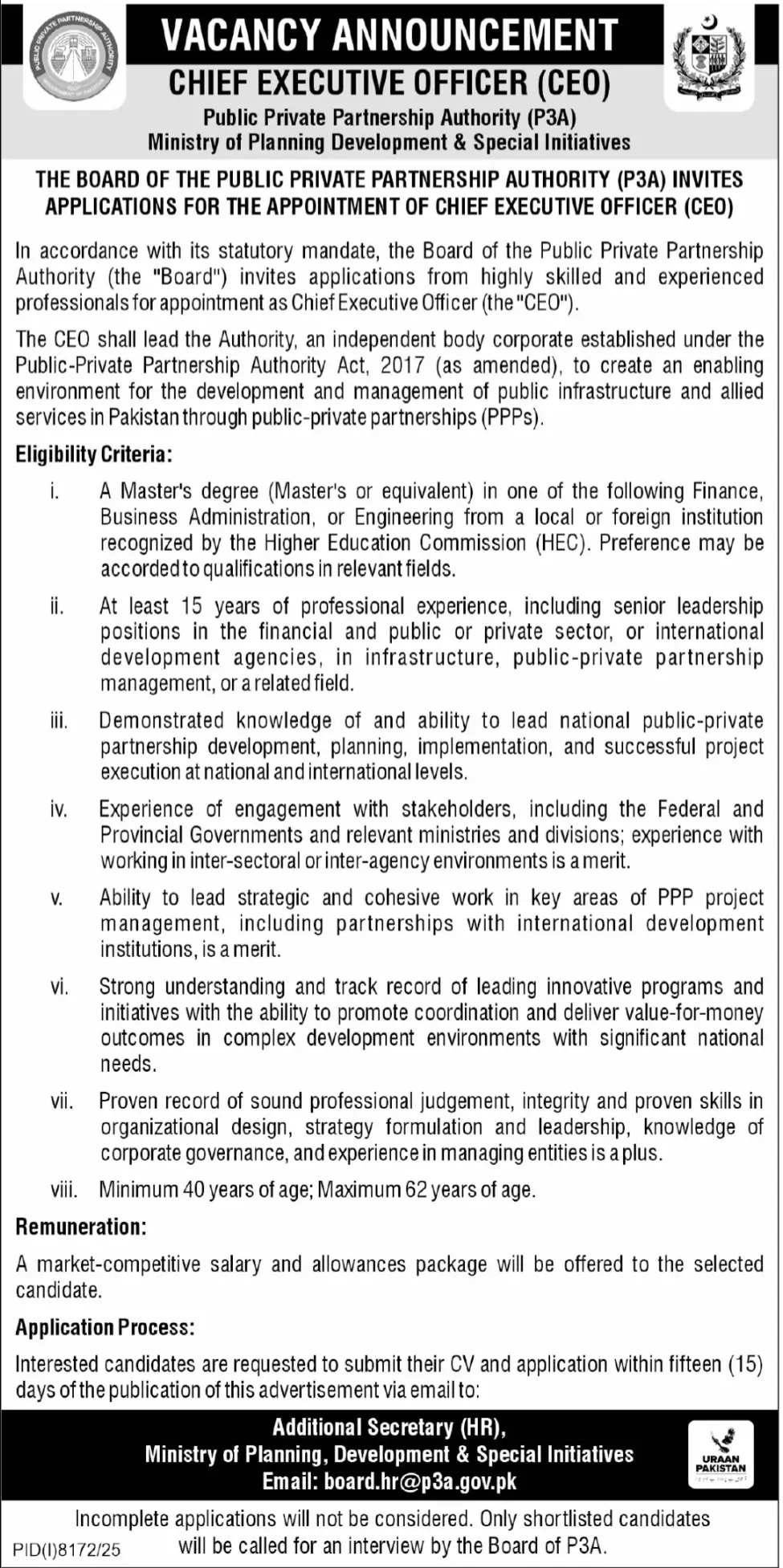 CEO Jobs Islamabad 2026 Latest Government Job April 2026 – Exciting Opportunities Advertisement