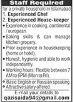 Chef & Housekeeper Jobs Islamabad 2026 Latest Urgent Hiring April 2026 Advertisement