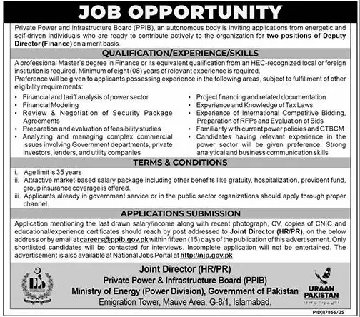 Deputy Director Finance Islamabad 2026 Latest Government Job Advertisement
