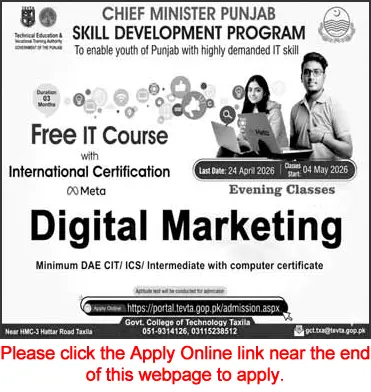 Digital Marketing jobs Taxila 2026 Latest Government Job April 2026 – Exciting Opportunities Advertisement