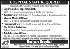 Hospital Staff Jobs Lahore 2026 Latest Urgent April 2026 – Medicare Hospital Advertisement