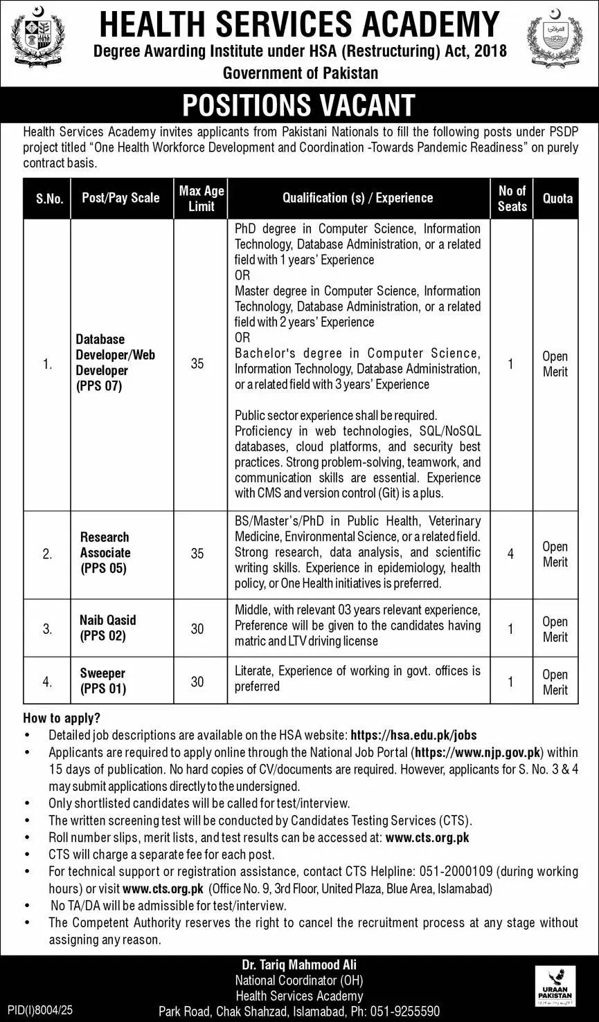 HSA Islamabad Jobs 2026 Latest Government Job April – HSA Advertisement