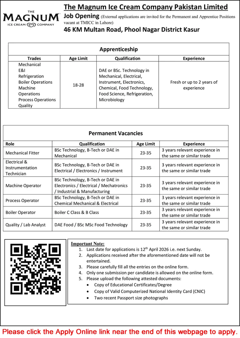 Magnum Ice Cream Jobs 2026 Latest Urgent Hiring April 2026 Advertisement