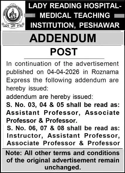 Professor Jobs Peshawar 2026 Best Government Job April 2026 Advertisement