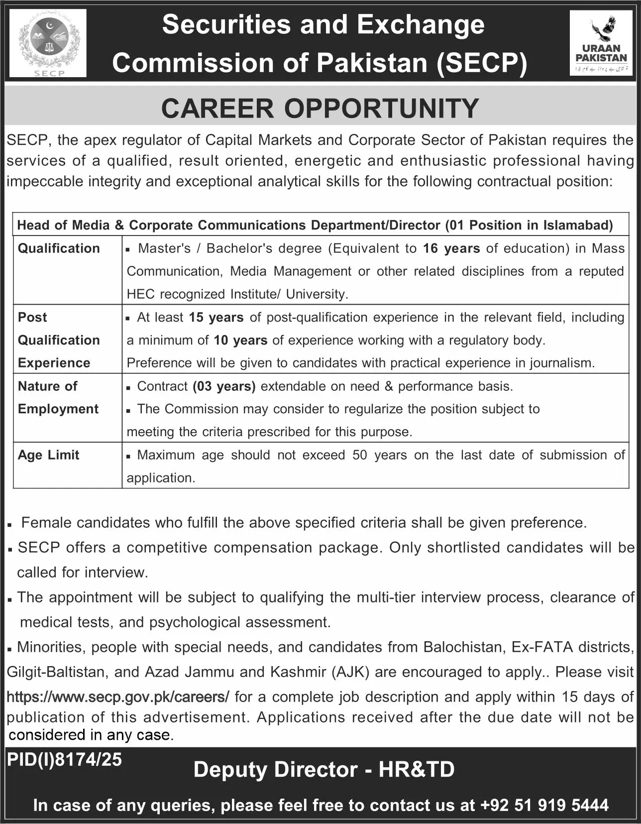 SECP Director Jobs Islamabad 2026 Latest Government Job April 2026 – Urgent Hiring Advertisement