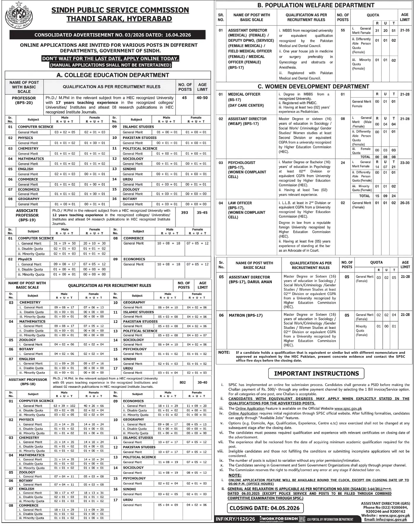 SPSC Jobs Hyderabad 2026 Latest Government Job April 2026 – Urgent Hiring Advertisement