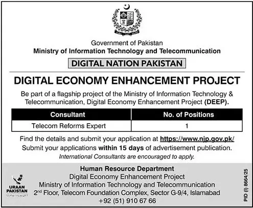 Telecom Reforms Expert jobs Islamabad 2026 Latest Government Job Advertisement
