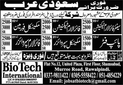 BioTech International Jobs Saudi Arabia 2026 Latest Complete Guide Advertisement