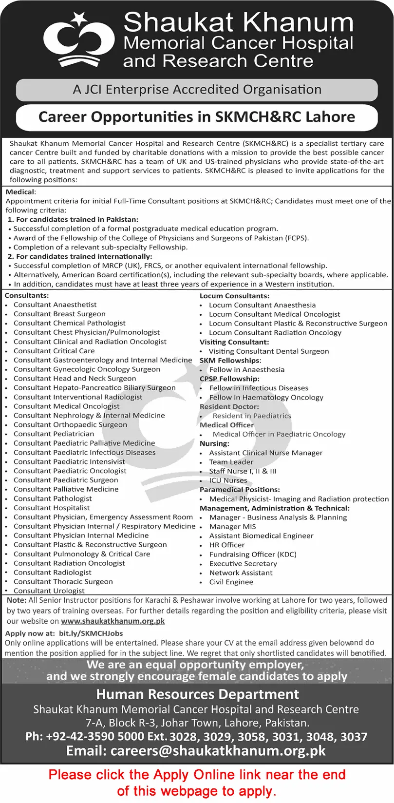 Shaukat Khanum Hospital Jobs 2026 Latest Medical Careers May 2026 Advertisement