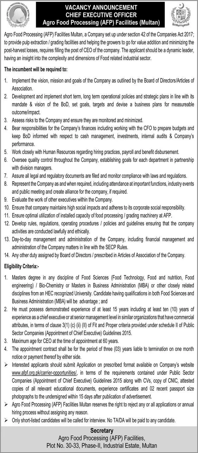  CEO Jobs Multan 2026 | Express Newspaper Advertisement