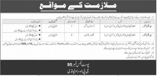 Medical Officer Jobs Rawalpindi 2026 | Last Date 10 Nov Advertisement